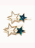 Marbelized Sparkle Star Duo Clip - Colors: Green Emerald Night & Peach Travertino